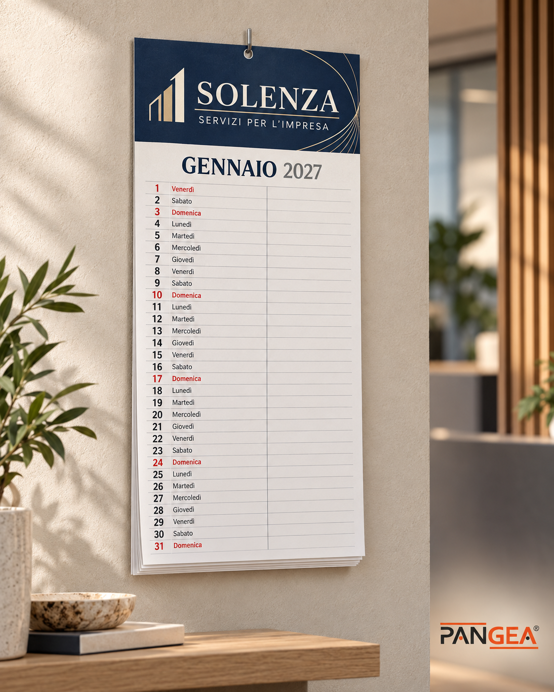 Calendario olandese con testata personalizzata Solenza